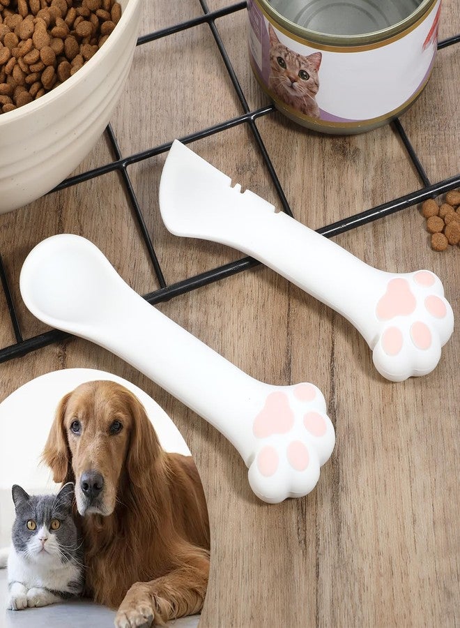 Larrel 2 Pcs Cat Food Spoon, Pet Food Can Spoon Scoop Cute Silicone Cat Can Opener Paw Shape Cats Spoons for Wet or Dry Dogs Cats Feeding Cans(White) - Image 5